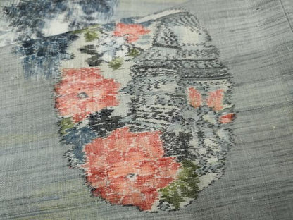平和屋着物●小千谷紬　雪輪風景花文　正絹　逸品　未使用　CAAW3162ut