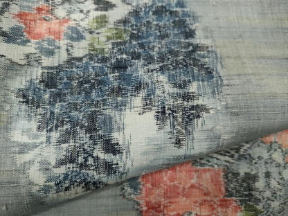平和屋着物●小千谷紬　雪輪風景花文　正絹　逸品　未使用　CAAW3162ut