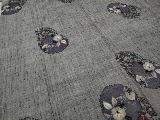 平和屋着物●小千谷紬　雪輪花文　正絹　逸品　CAAW3165ut