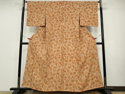 平和屋着物●上質な小紋 型染め 鳳凰桐文 鬼しぼ縮緬 正絹 逸品 CAAW3176ut
