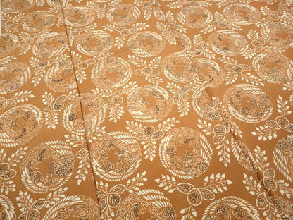 平和屋着物●上質な小紋 型染め 鳳凰桐文 鬼しぼ縮緬 正絹 逸品 CAAW3176ut