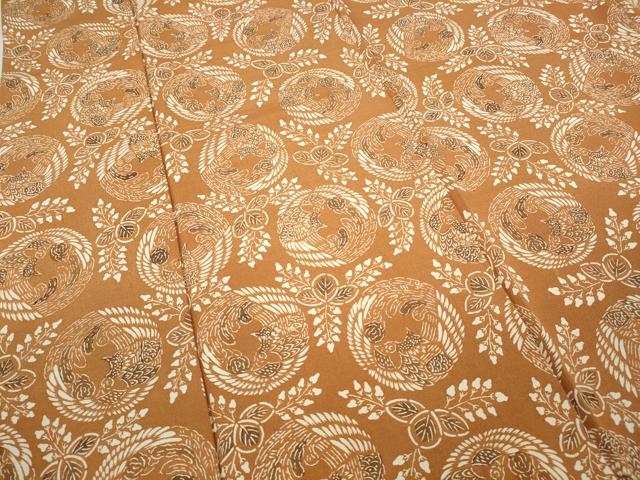 平和屋着物●上質な小紋 型染め 鳳凰桐文 鬼しぼ縮緬 正絹 逸品 CAAW3176ut