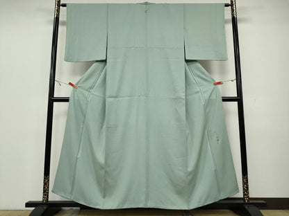 平和屋着物●上質な色無地 作家物 彩金染 霞地紋 千草鼠色 正絹 逸品 CAAW3185ut