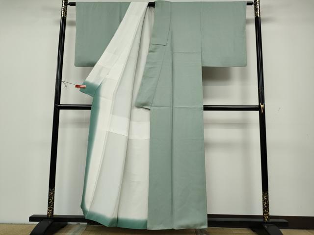 平和屋着物●上質な色無地 作家物 彩金染 霞地紋 千草鼠色 正絹 逸品 CAAW3185ut