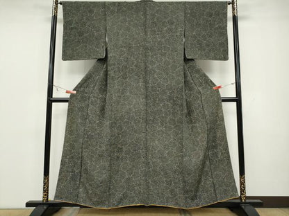 平和屋着物●上質な小紋 楓尽くし 黒地 正絹 逸品 CAAW3186ut