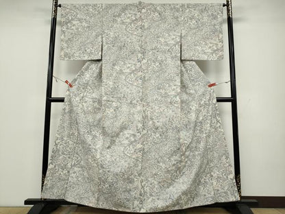 平和屋着物●上質な小紋　紬地　鳳凰更紗唐草文　正絹　逸品　未使用　CAAW3187ut
