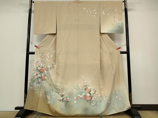 平和屋着物●訪問着 作家物 草花文 暈し染め 金銀彩 正絹 逸品 CAAW3188ut