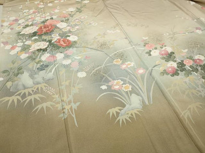 平和屋着物●訪問着 作家物 草花文 暈し染め 金銀彩 正絹 逸品 CAAW3188ut