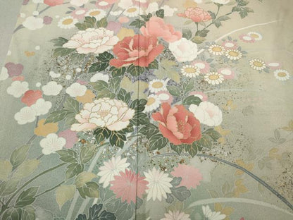 平和屋着物●訪問着 作家物 草花文 暈し染め 金銀彩 正絹 逸品 CAAW3188ut