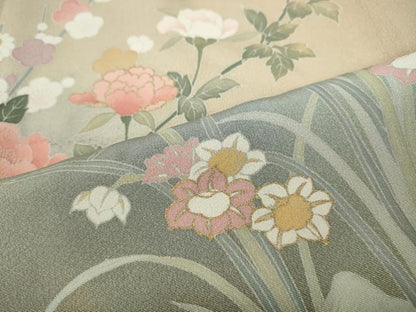 平和屋着物●訪問着 作家物 草花文 暈し染め 金銀彩 正絹 逸品 CAAW3188ut