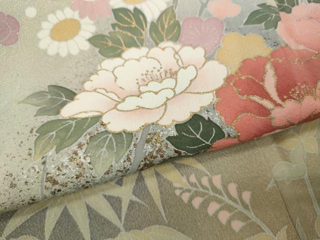 平和屋着物●訪問着 作家物 草花文 暈し染め 金銀彩 正絹 逸品 CAAW3188ut