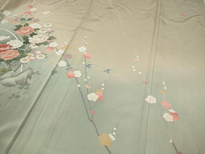 平和屋着物●訪問着 作家物 草花文 暈し染め 金銀彩 正絹 逸品 CAAW3188ut