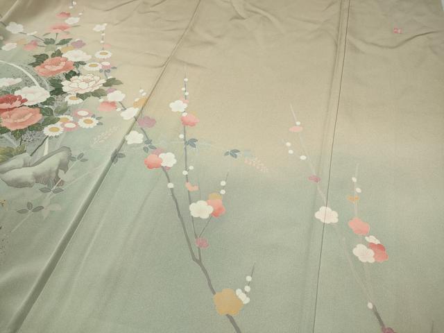 平和屋着物●訪問着 作家物 草花文 暈し染め 金銀彩 正絹 逸品 CAAW3188ut