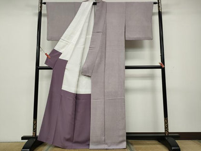 平和屋着物●江戸小紋 万筋 二藍色×牡丹鼠色 正絹 逸品 CAAW3196ut