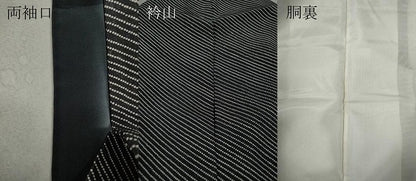 平和屋着物●上質な小紋 斜線文 黒地 正絹 逸品 CAAW3199ut