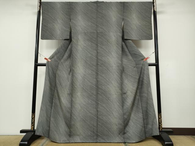 平和屋着物●上質な小紋 斜線文 黒地 正絹 逸品 CAAW3199ut