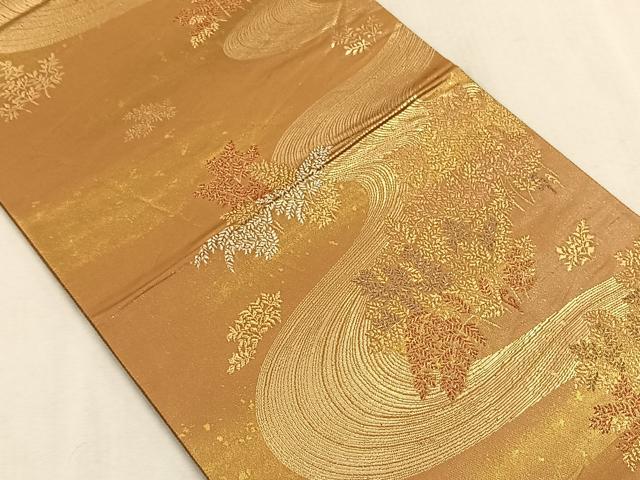 平和屋着物◎六通柄袋帯　好越優さか類池桃　金糸　正絹　逸品　CAAW3255qv