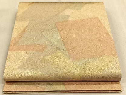平和屋着物◎全通柄袋帯　砂子綴れ　色紙重ね文　金糸　正絹　逸品　CAAW3274qv