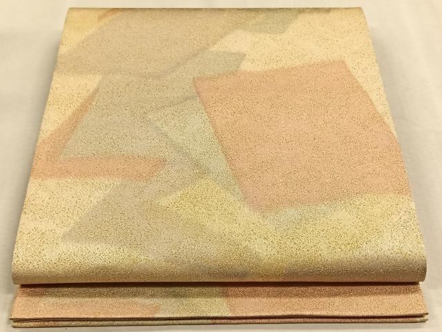 平和屋着物◎全通柄袋帯　砂子綴れ　色紙重ね文　金糸　正絹　逸品　CAAW3274qv