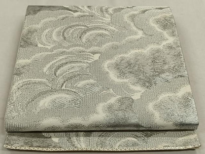 平和屋着物◎六通柄袋帯　雲重ね文　銀糸　正絹　逸品　CAAW3314qv