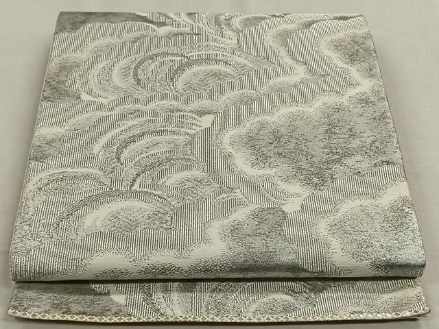 平和屋着物◎六通柄袋帯　雲重ね文　銀糸　正絹　逸品　CAAW3314qv