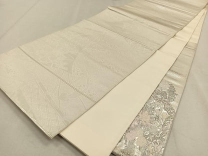 平和屋着物◎六通柄袋帯　唐織　薫香几帳式部図　銀糸　正絹　逸品　CAAW3316qv