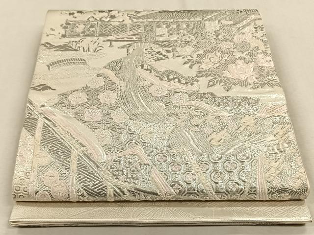 平和屋着物◎六通柄袋帯　唐織　薫香几帳式部図　銀糸　正絹　逸品　CAAW3316qv