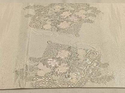 平和屋着物◎六通柄袋帯　唐織　薫香几帳式部図　銀糸　正絹　逸品　CAAW3316qv