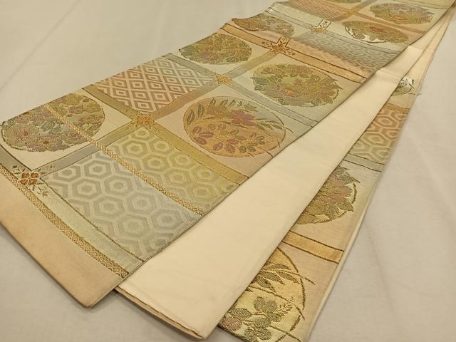 平和屋着物◎六通柄袋帯　天井花丸文　金糸　正絹　逸品　CAAW3317qv