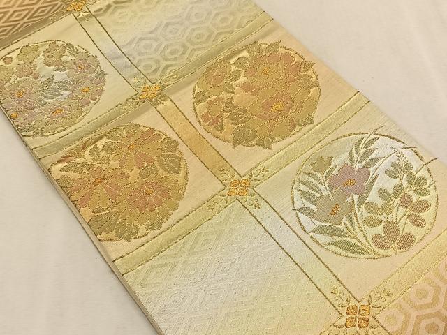 平和屋着物◎六通柄袋帯　天井花丸文　金糸　正絹　逸品　CAAW3317qv