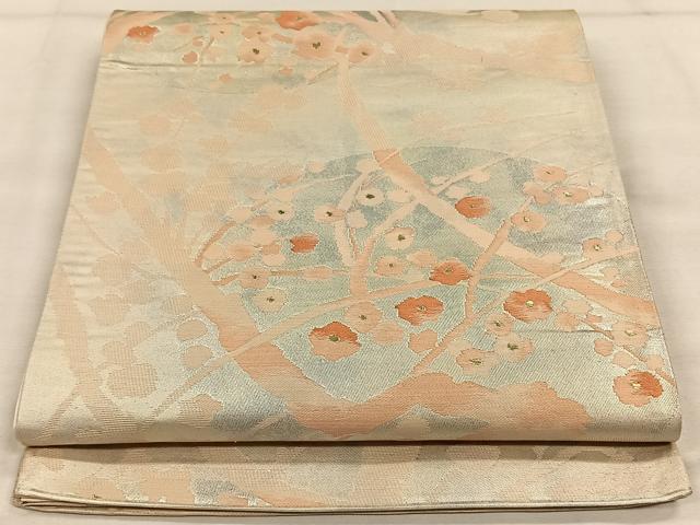 平和屋着物◎六通柄袋帯　枝梅文　金銀糸　正絹　逸品　CAAW3517qv