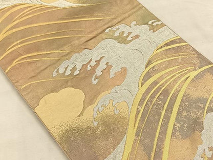 平和屋着物◎六通柄袋帯　立波文　金銀糸　正絹　逸品　CAAW3563qv