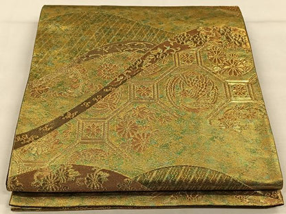 平和屋着物◎六通柄袋帯　遠山吉祥文　金糸　正絹　逸品　CAAW3567qv