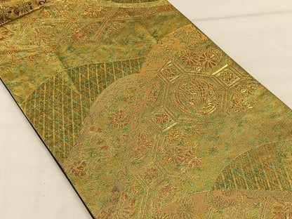 平和屋着物◎六通柄袋帯　遠山吉祥文　金糸　正絹　逸品　CAAW3567qv