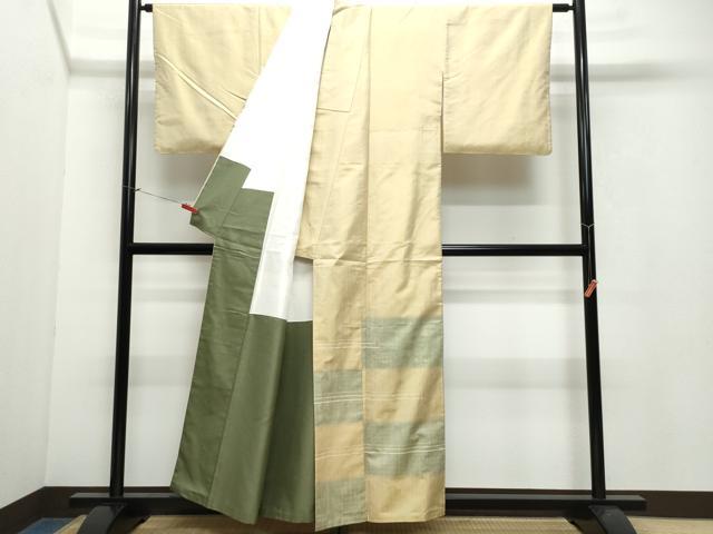 平和屋着物●訪問着　紬地　霞吉祥文　正絹　逸品　CAAW3604vf
