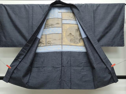 平和屋着物●男性 紬 アンサンブル 霞文 正絹 逸品 CAAW3606vf