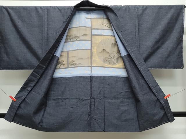 平和屋着物●男性 紬 アンサンブル 霞文 正絹 逸品 CAAW3606vf