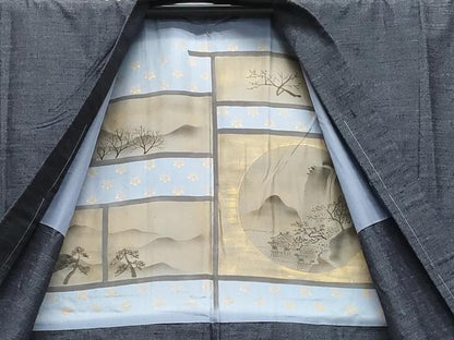 平和屋着物●男性 紬 アンサンブル 霞文 正絹 逸品 CAAW3606vf