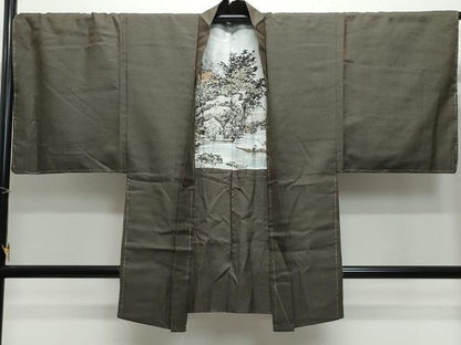 平和屋着物●男性　紬　アンサンブル　100亀甲　正絹　逸品　未使用　CAAW3607vf