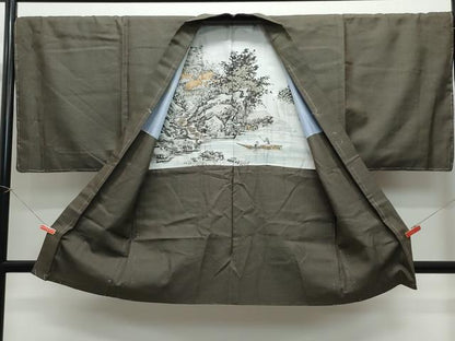 平和屋着物●男性　紬　アンサンブル　100亀甲　正絹　逸品　未使用　CAAW3607vf