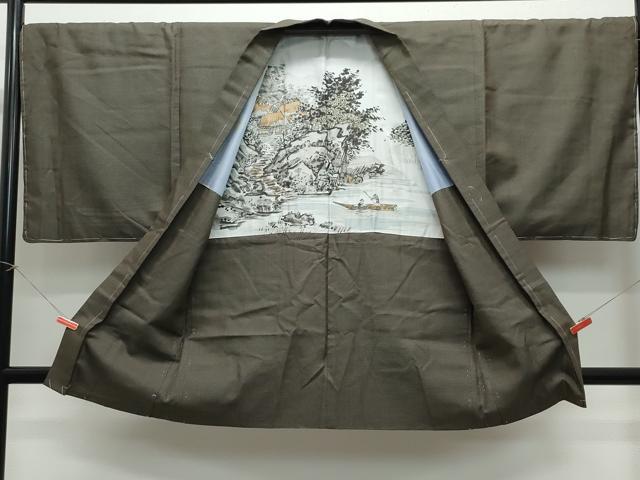 平和屋着物●男性　紬　アンサンブル　100亀甲　正絹　逸品　未使用　CAAW3607vf