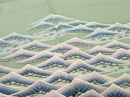 平和屋着物●本加賀友禅作家　鶴見保次　色留訪問着　松　正絹　逸品　未使用　CAAW3613vf