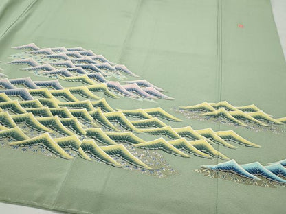 平和屋着物●本加賀友禅作家　鶴見保次　色留訪問着　松　正絹　逸品　未使用　CAAW3613vf