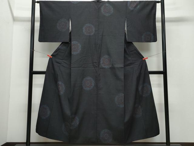 平和屋着物●結城紬　80亀甲　吉祥花文　正絹　逸品　CAAW3616vf
