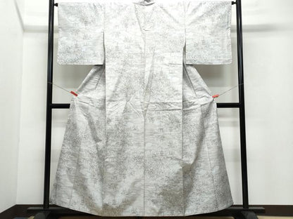平和屋着物●上質な紬 京風景草木文 正絹 逸品 CAAW3618vf