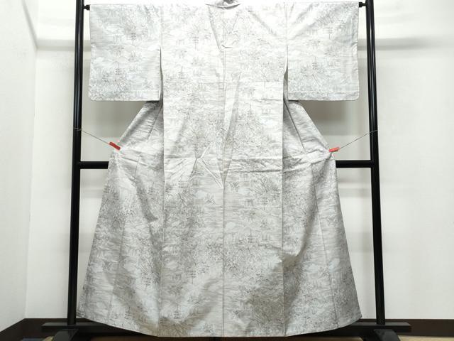 平和屋着物●上質な紬 京風景草木文 正絹 逸品 CAAW3618vf