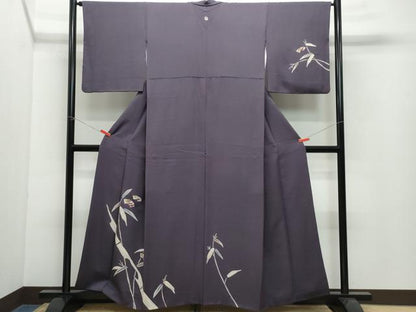 平和屋着物●訪問着 刺繍 地紙飛鶴笹竹文 金彩 正絹 逸品 CAAW3628vf