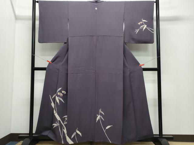 平和屋着物●訪問着 刺繍 地紙飛鶴笹竹文 金彩 正絹 逸品 CAAW3628vf