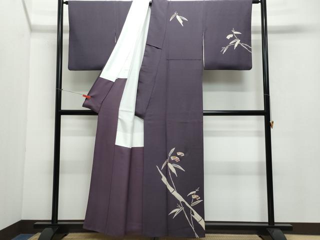 平和屋着物●訪問着 刺繍 地紙飛鶴笹竹文 金彩 正絹 逸品 CAAW3628vf