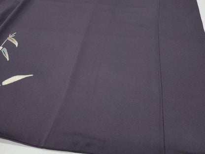 平和屋着物●訪問着 刺繍 地紙飛鶴笹竹文 金彩 正絹 逸品 CAAW3628vf
